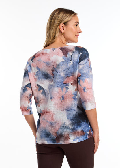 Soft Floral Boat Neck Top. Style FD3329451