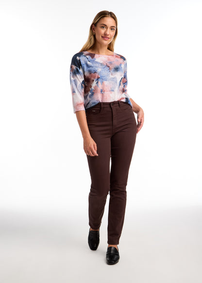 Soft Floral Boat Neck Top. Style FD3329451