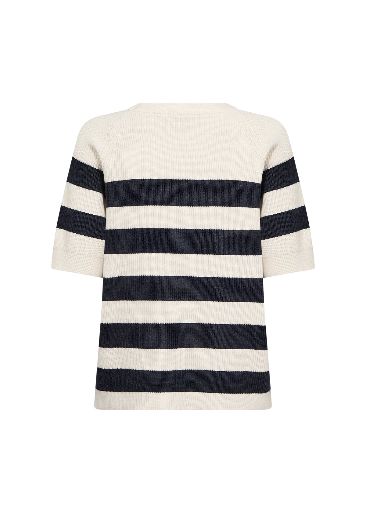 Sweater Knit Navy Stripes Short Sleeve Top. Style SOYA33797