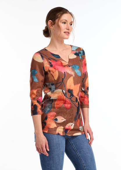 Notch Neck Printed Top. Style FD3459451