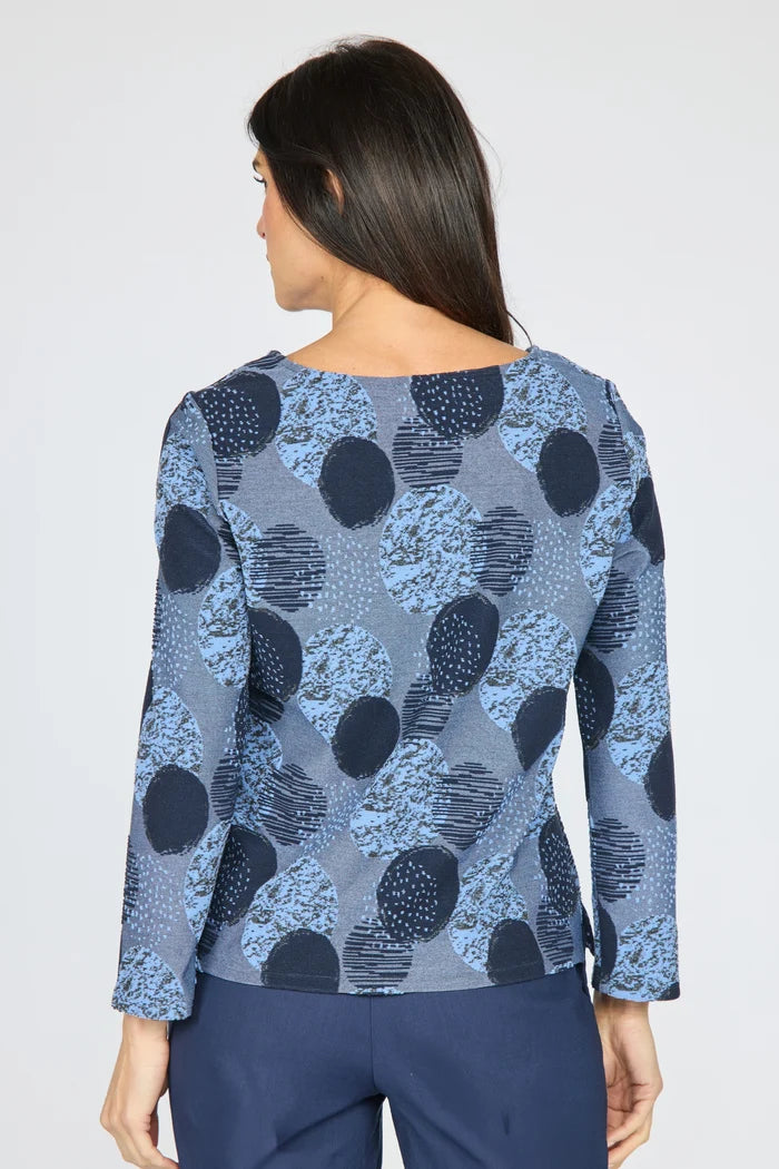 Long Sleeve Round Neck Circle Print Top. Style OLV346358