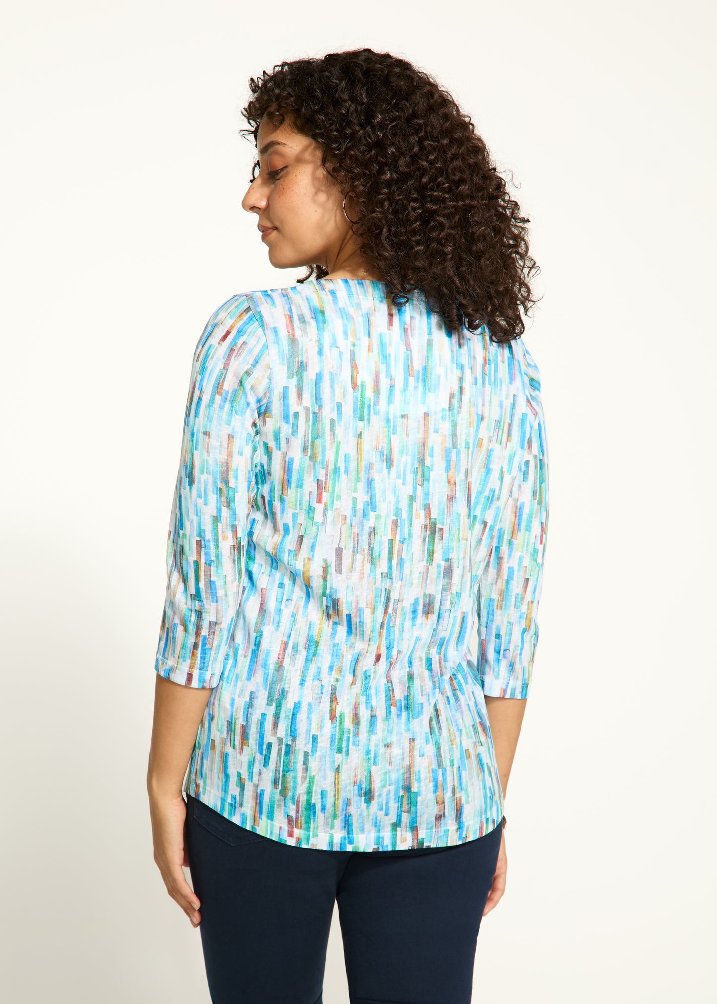 Stained Glass Print 3/4 Sleeve Top. Style FD3489451