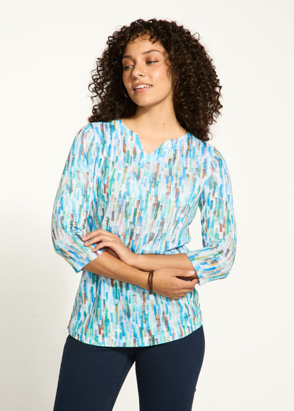 Stained Glass Print 3/4 Sleeve Top. Style FD3489451