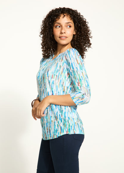 Stained Glass Print 3/4 Sleeve Top. Style FD3489451