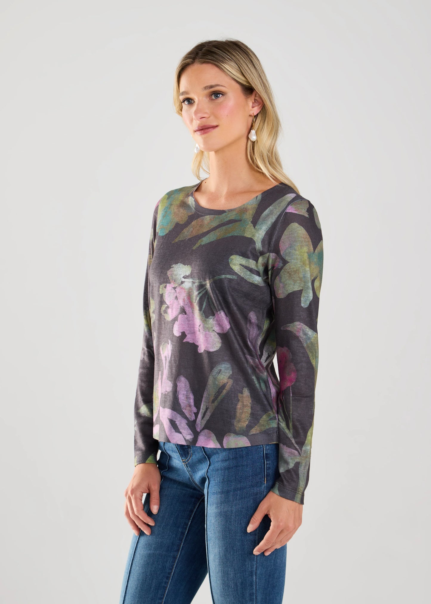 Long Sleeve Crew Neck Top. style FD3517451