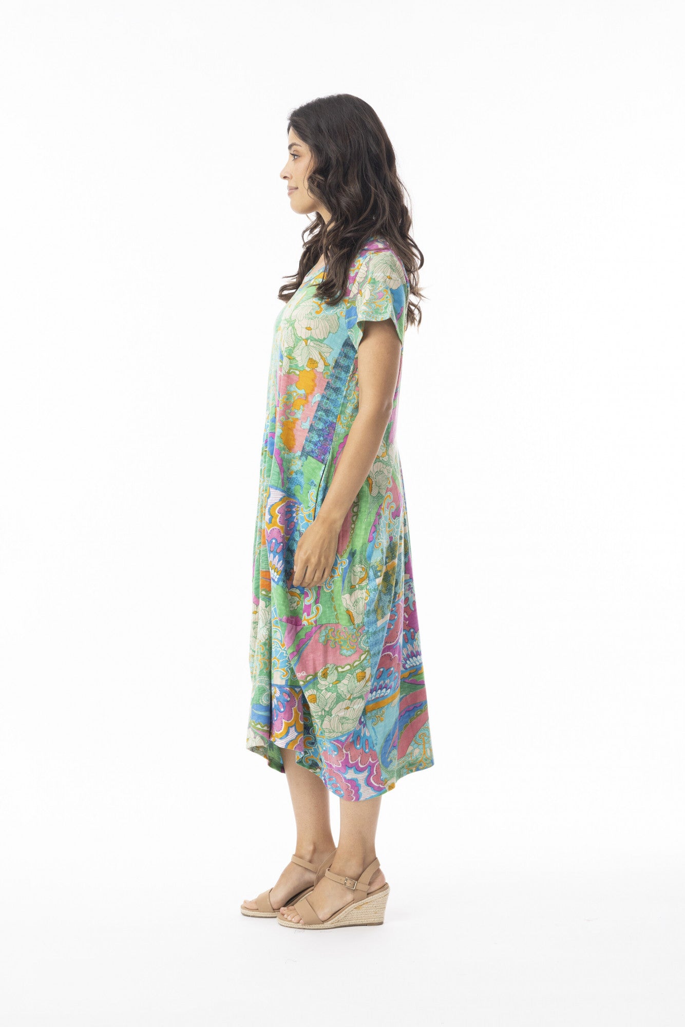Short Sleeve Printed Bubble Midi Dress. Style ORI20-134