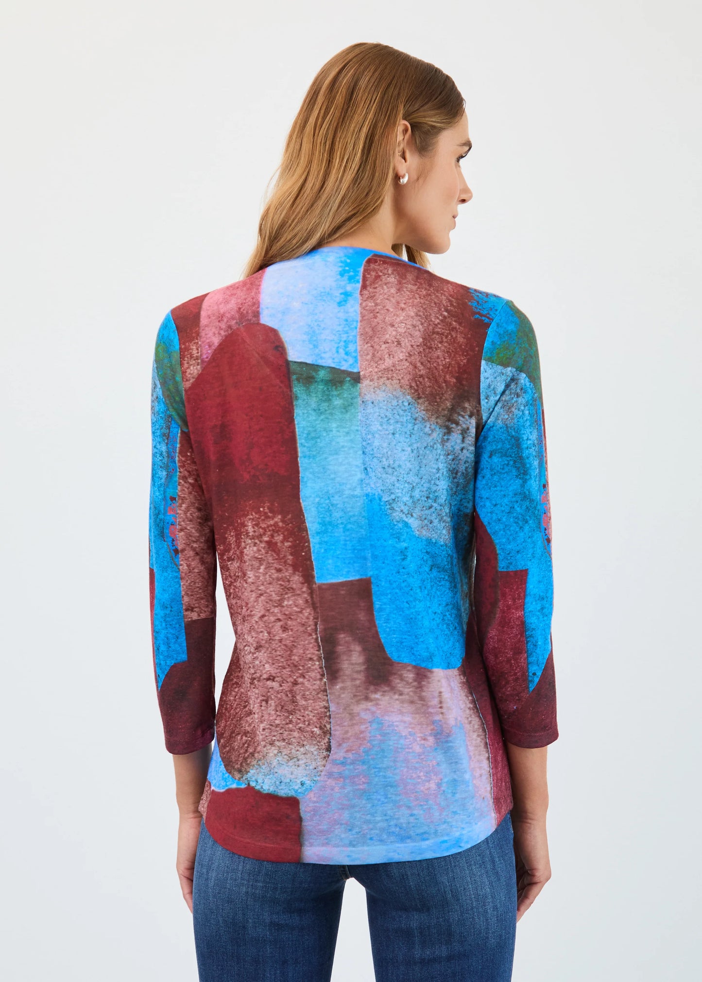 V-Neck Multi Colour 3/4 Sleeve Top. Style FD3677451
