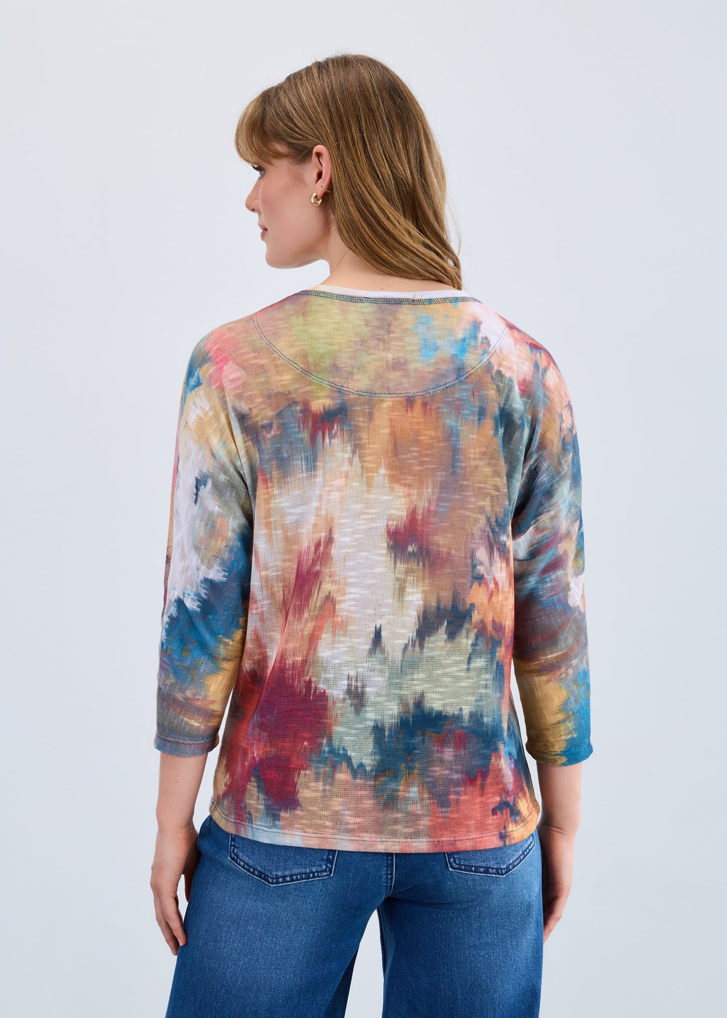 "Fall Bouquet" Dolman V-Neck 3/4 Sleeve Top. Style FD3705955