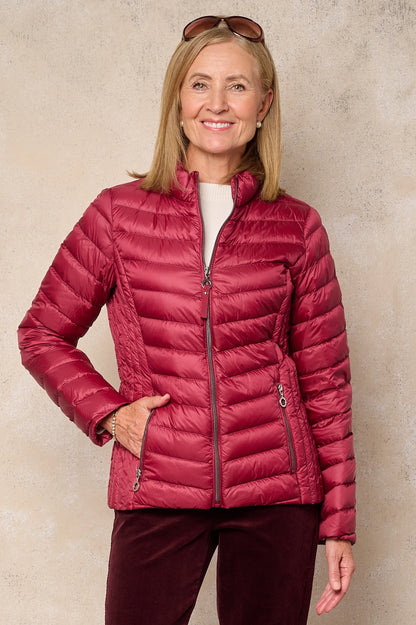 Stand Collar Quilted Puffer Zip Front Jacket. Style FR528-F26