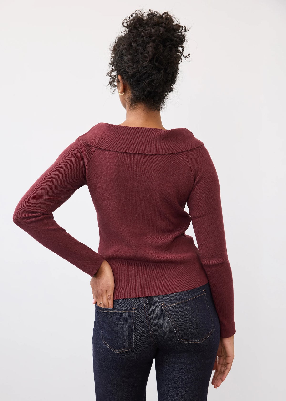 Off Shoulder Long Sleeve Cowl Neck Top. Style FD1983764