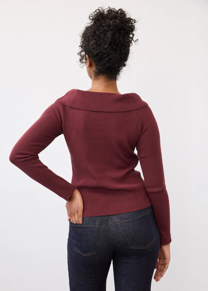 Off Shoulder Long Sleeve Cowl Neck Top. Style FD1983764