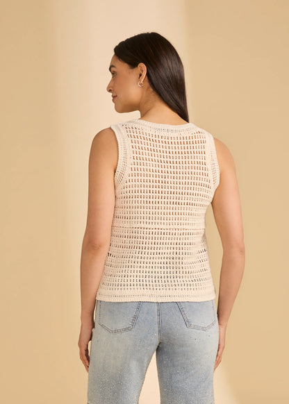 See-Through Crochet Round Neck Tank. Style FD1258330