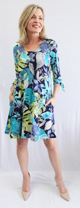 Foliage Print Tie Sleeve Dress. Style SW97236