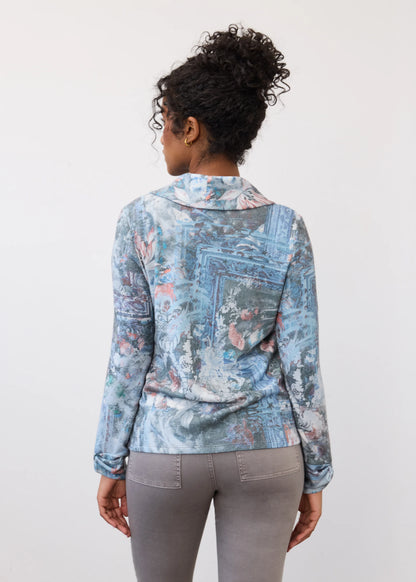 Cowl Neck Floral Print Long Sleeve Top. Style FD3419742