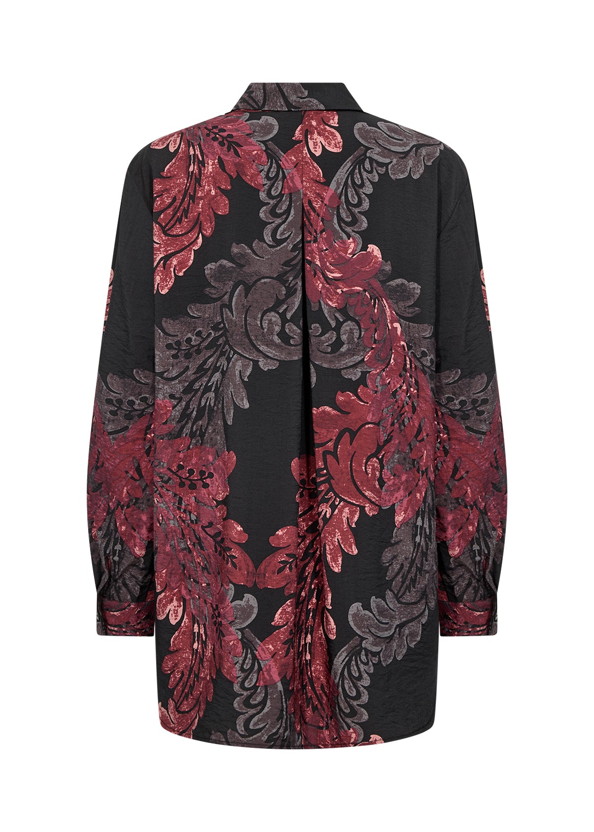 Button Front Red & Black Abstract Print Top. Style SOYA4F41395