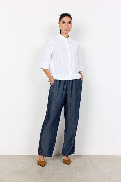 Concealed Button Up 1/2 Sleeve Cropped Top. Style SOYA41599