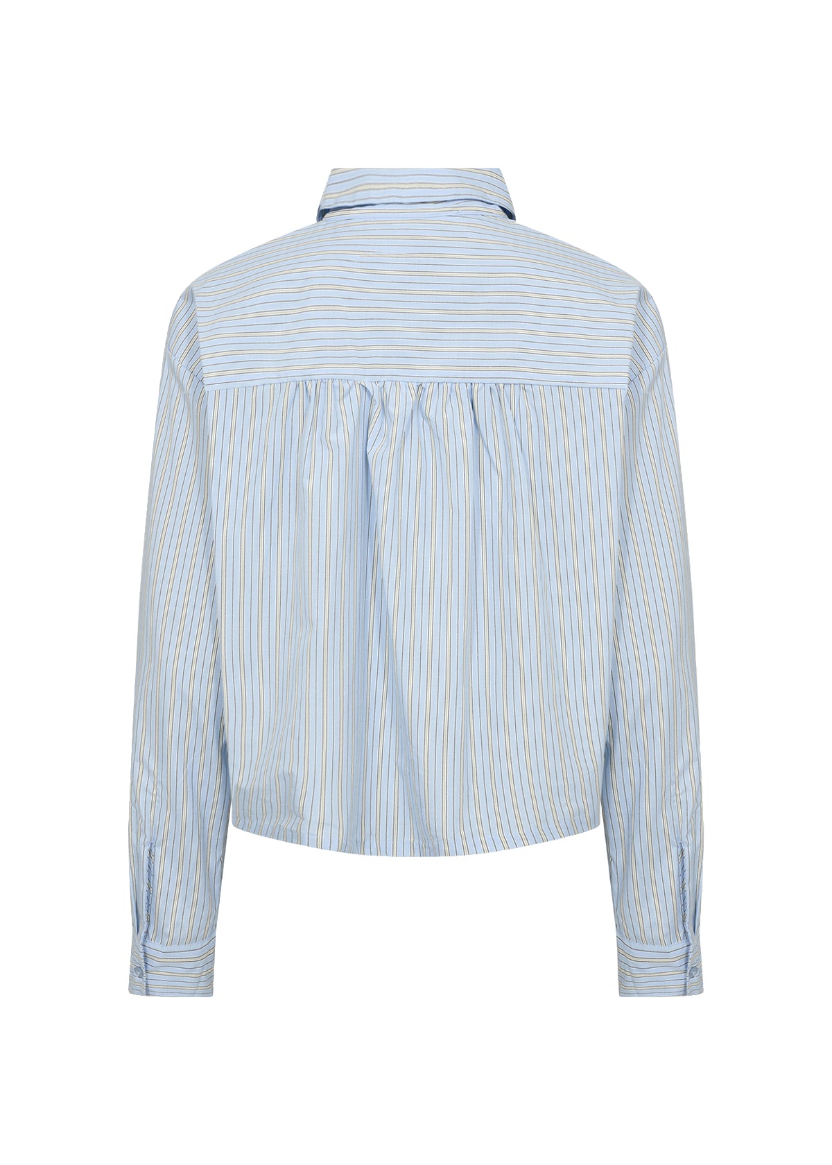 Vertical Stripes Long Sleeve Cropped Button Up Blouse. Style SOYA41608