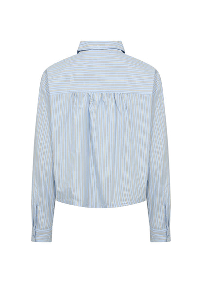 Vertical Stripes Long Sleeve Cropped Button Up Blouse. Style SOYA41608