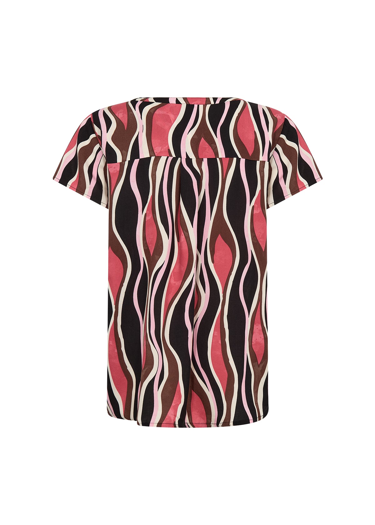 Abstract Print Notch V-Neck with Hidden Buttons Lightweight Top. Style SOYA41647