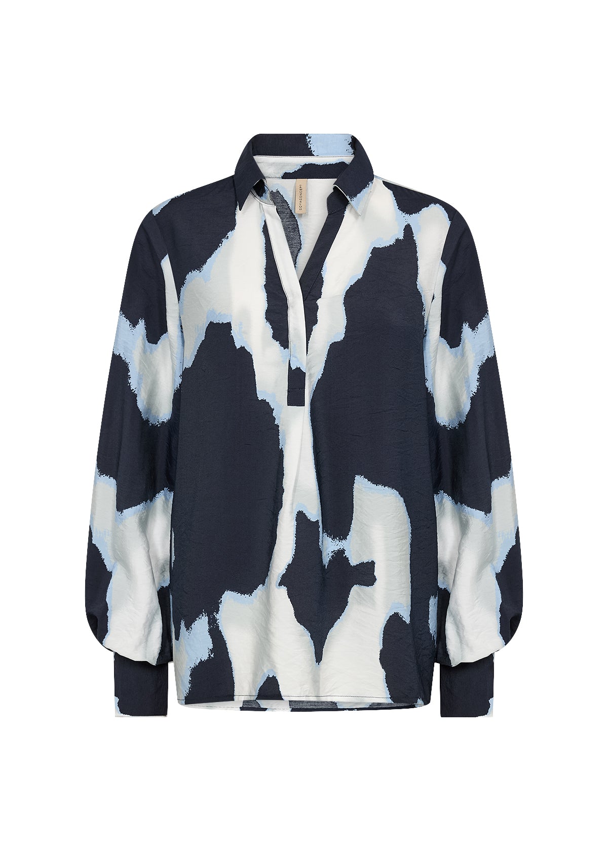Collared Long Sleeve 1/2 Button Blouse. Style SOYA41880