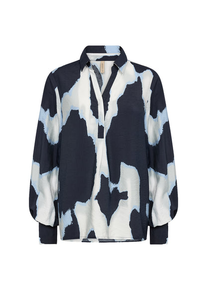 Collared Long Sleeve 1/2 Button Blouse. Style SOYA41880
