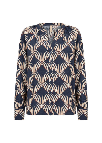 Printed V-Neck Popover Blouse. Style SOYA41958