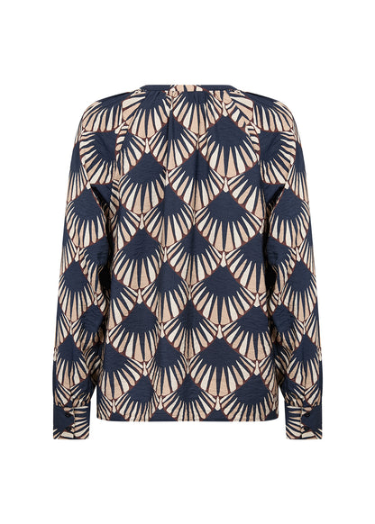 Printed V-Neck Popover Blouse. Style SOYA41958