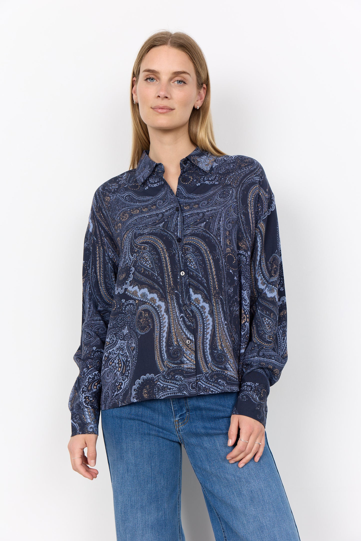 Paisley Print Button Front Blouse. Style SOYA41973