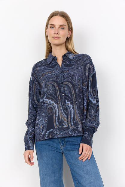 Paisley Print Button Front Blouse. Style SOYA41973