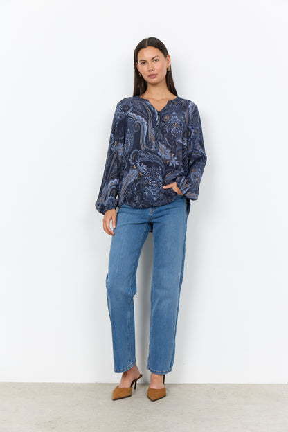 Paisley Print Pop-Over Blouse. Style SOYA41974