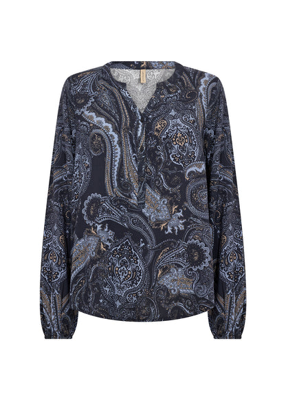 Paisley Print Pop-Over Blouse. Style SOYA41974