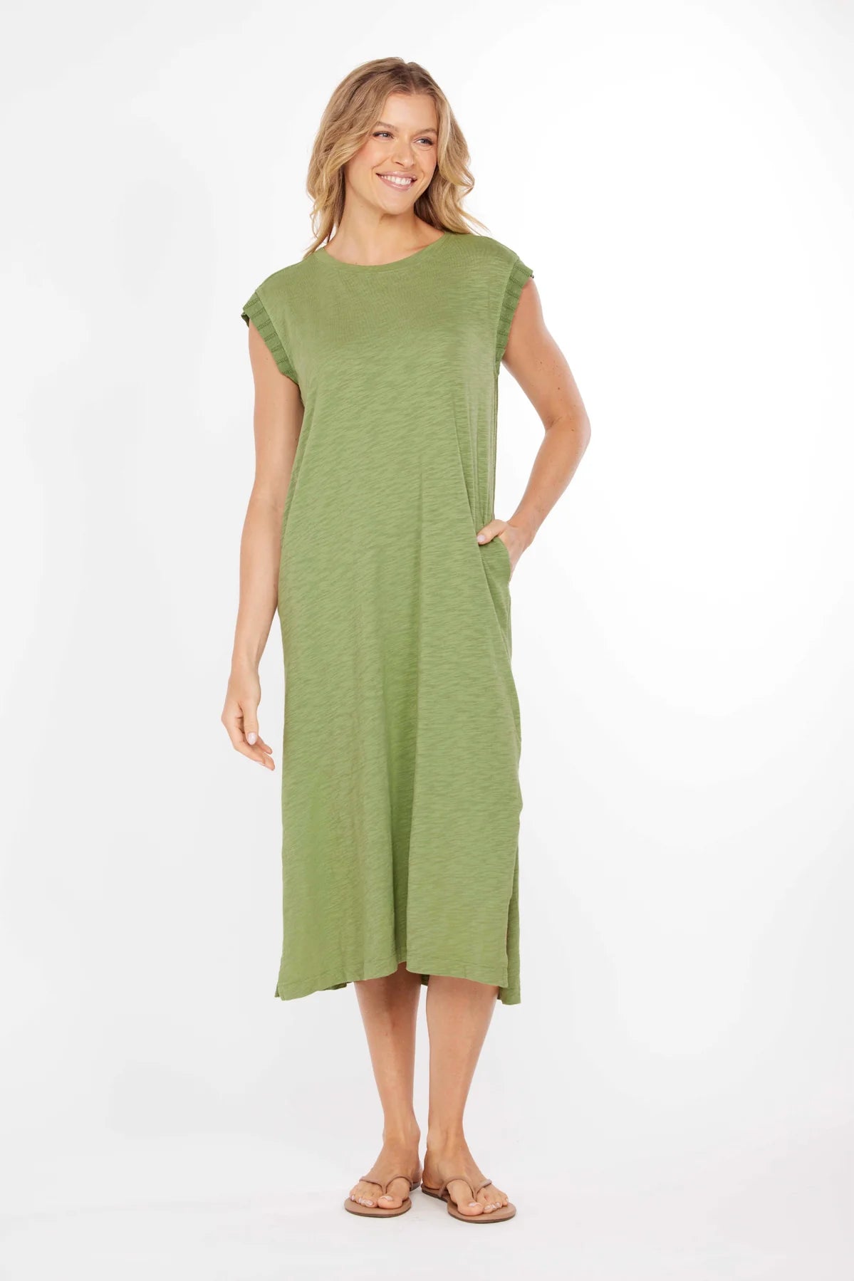 Cap Sleeve Column Silhouette Side Slits Dress. Style MO41G-A6061