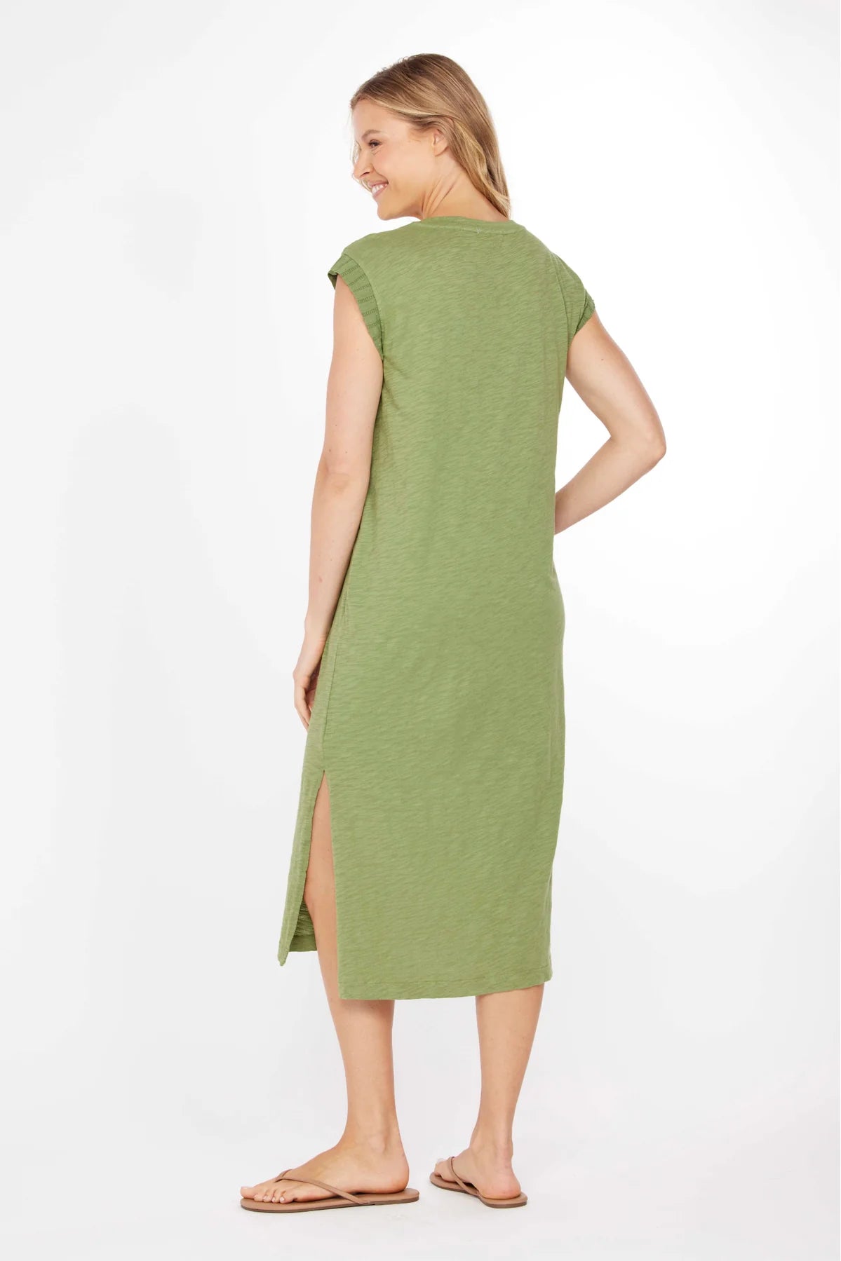 Cap Sleeve Column Silhouette Side Slits Dress. Style MO41G-A6061