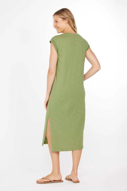 Cap Sleeve Column Silhouette Side Slits Dress. Style MO41G-A6061