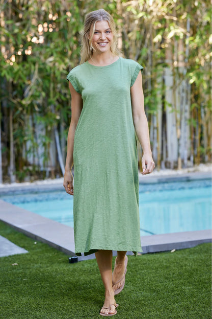 Cap Sleeve Column Silhouette Side Slits Dress. Style MO41G-A6061