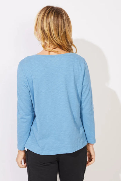 Woodblock Sunflower Long Sleeve Top. Style ESC43025
