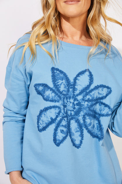 Flower Design Round Neck Long Sleeve Pull-Over. Style ESC44801
