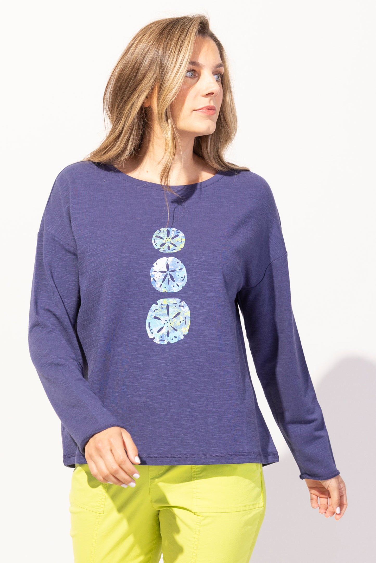 Sand Dollar Long Sleeve Top. Style ESCE45701