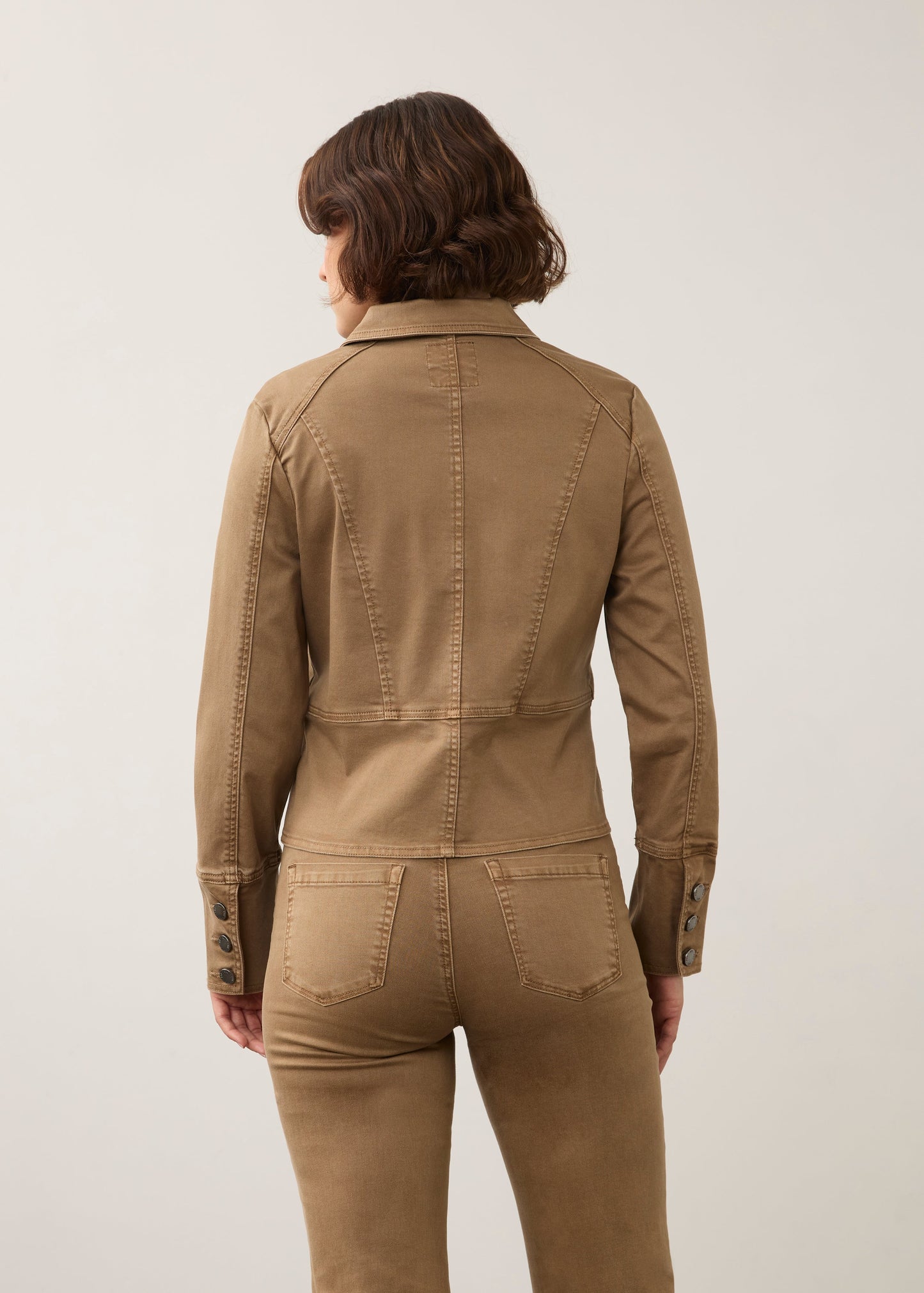 Button Front Contoured Waist Utility Jacket. Style FD10022511