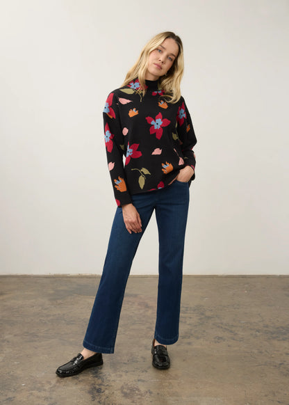 Mock Neck Long Sleeve Printed Sweater. Style FD1301535