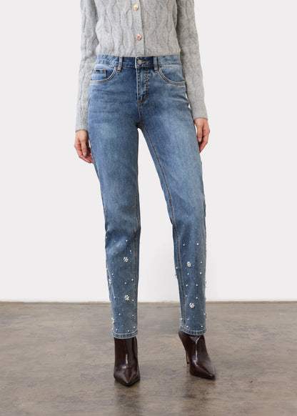 Olivia Straight Leg Pearl Detailing Jean. Style FD2062779