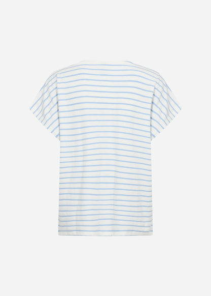 Striped Ribbed V-Neck Short Sleeve Top. Style SOYA27514