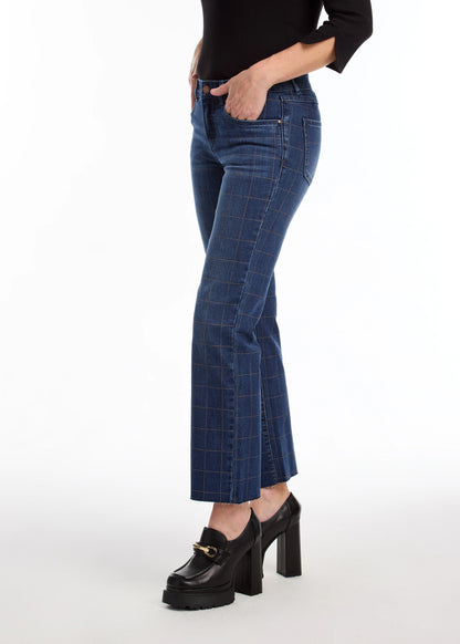 Christina Straight Ankle Grid Print Jean. Style FD5244779