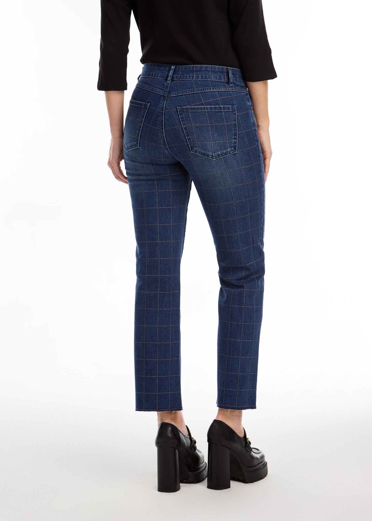 Christina Straight Ankle Grid Print Jean. Style FD5244779