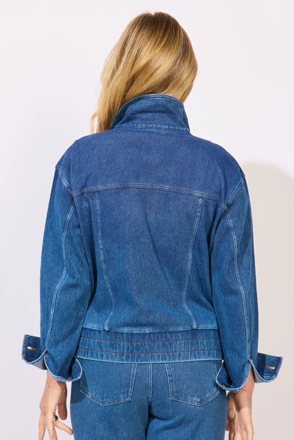 Knit Denim Boundless Denim Collared Jacket. Style ESC54048