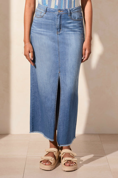 Full Length Soft Denim Skirt. Style TR5407O-4984