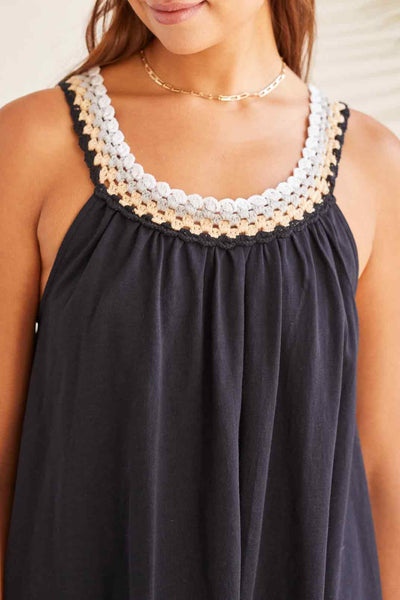 Crochet Neckline Knit Dress. Style TR5504O-4970