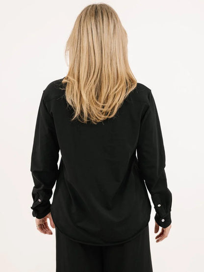 Knit Collared Nadia Button Front Shirt. Style SHNP5651