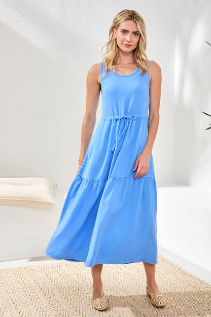Mixed Media Sleeveless Maxi Dress. Style TR5776O-5248