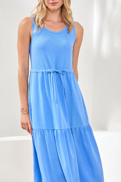 Mixed Media Sleeveless Maxi Dress. Style TR5776O-5248